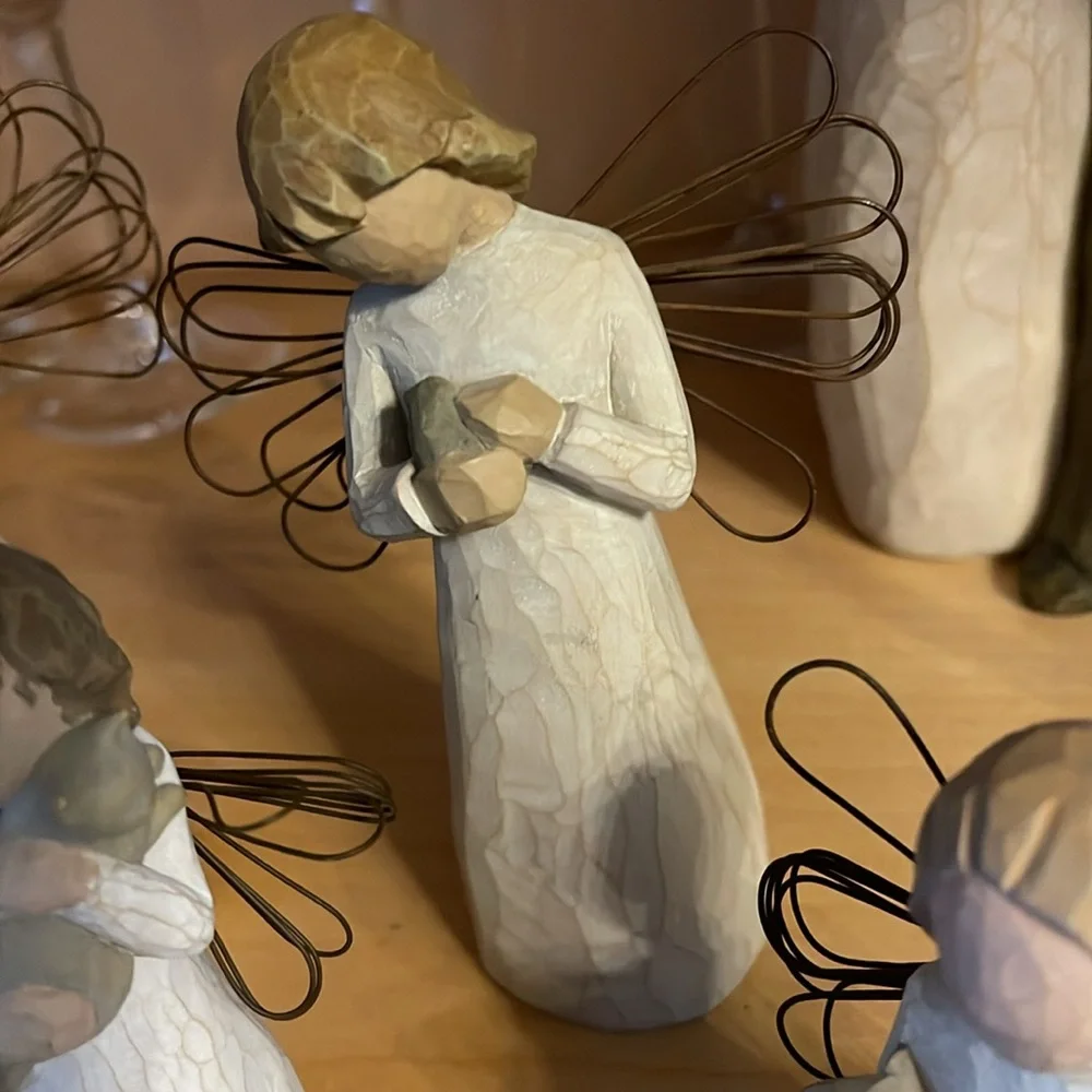 5 Willow Tree Angel Figurines Set for Animals lovers, pets collection